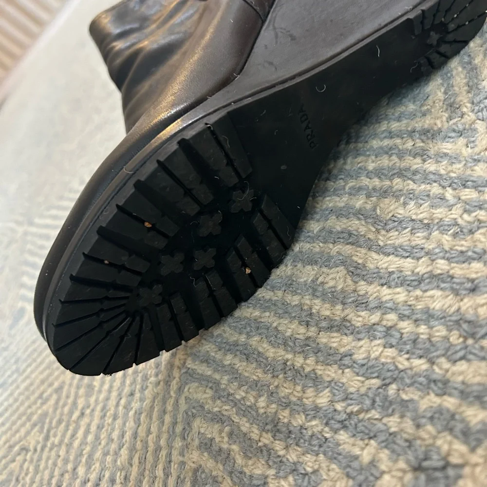 PRADA Leather Wedge Booties Boots - Picture 8 of 10